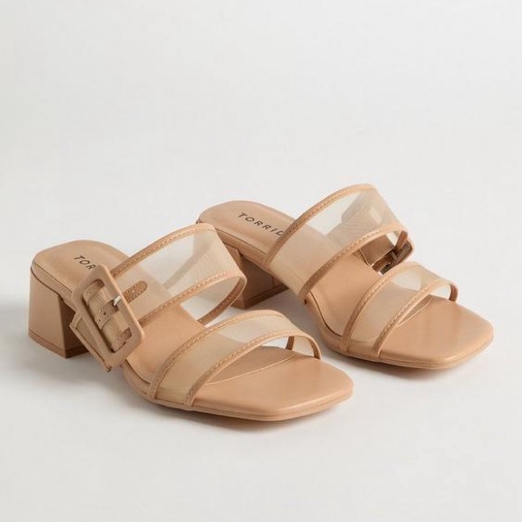 Torrid Tan Mesh Buckle Double Band Block Heel Plus Side Size 11.5 WW - Picture 1 of 7